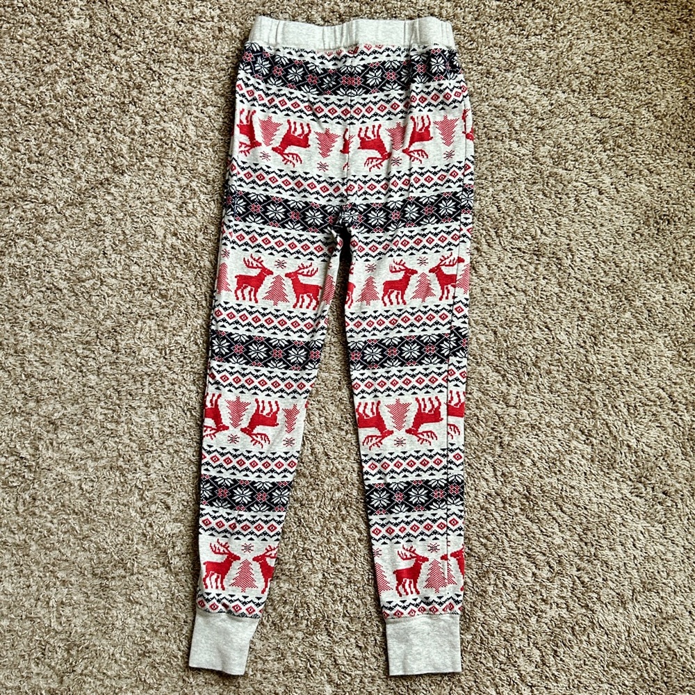 Gap Kids Gray Red Reindeer Fair Isle Holiday Snug Fit Pajama Set Size 10 - Picture 11 of 12